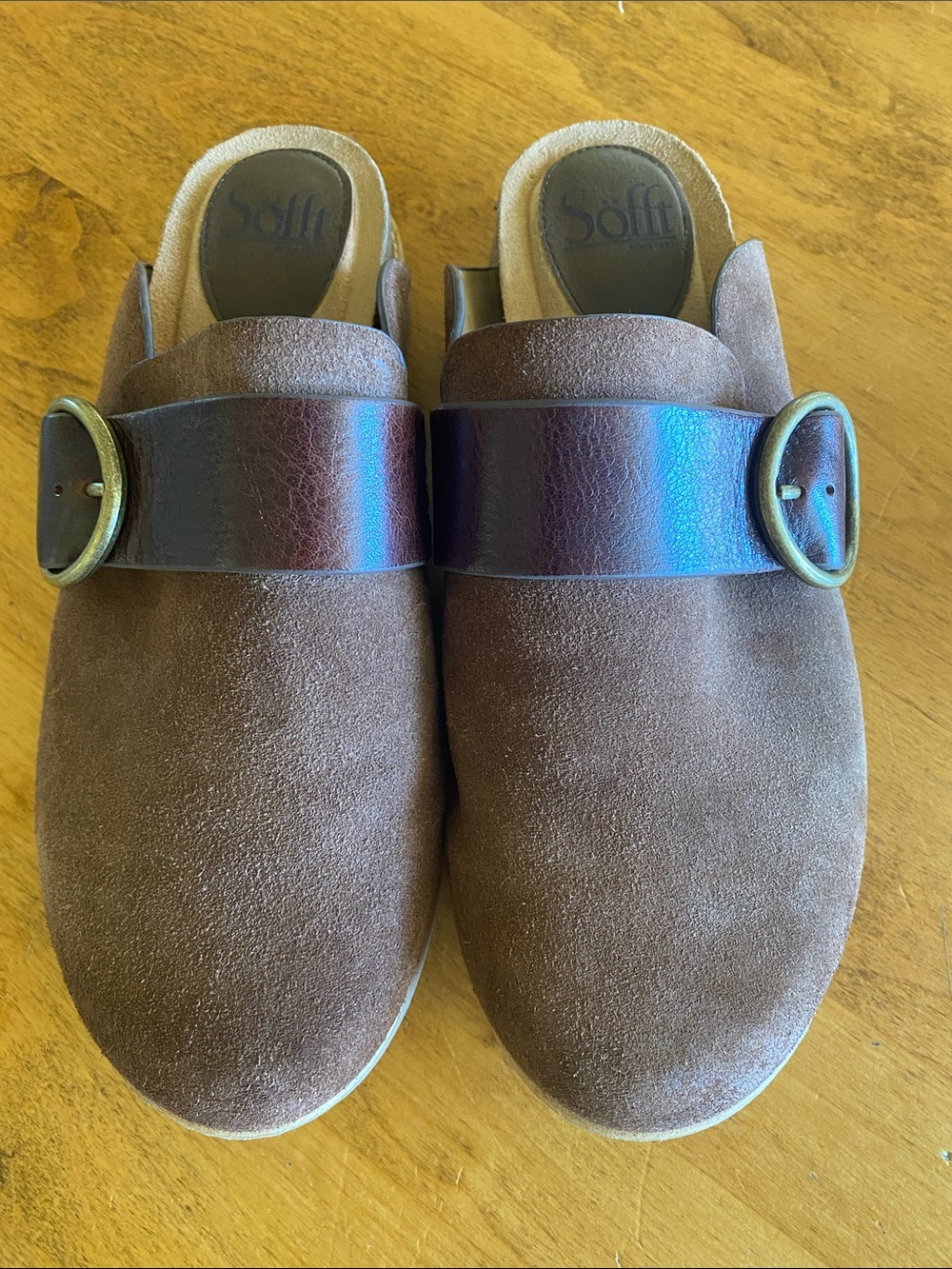 Sofft Billie clog brown leather suede size 8.5 NWOT